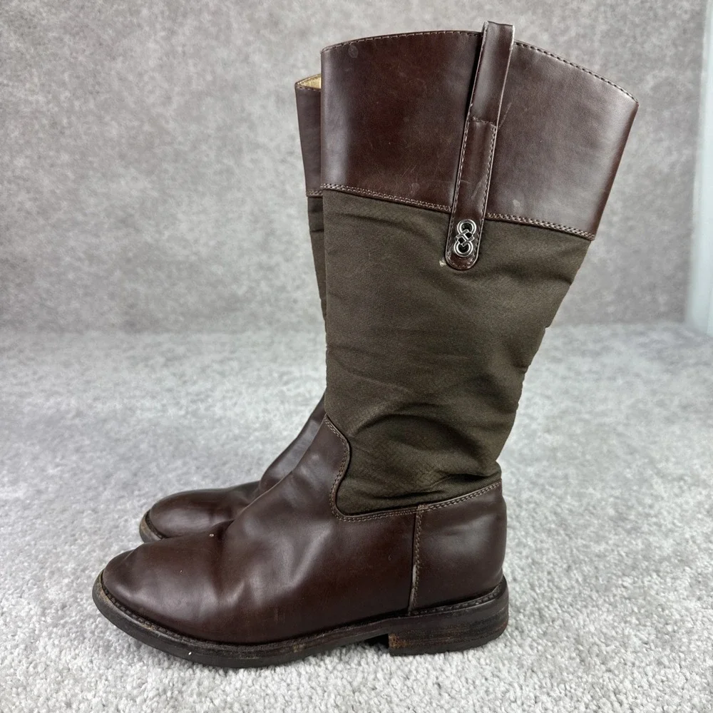 Cole Haan Brennan Riding Boots Womens 2.5 Brown Zip Calf‎ 220032
